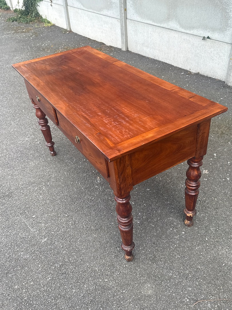 Bureau en bois – Style Louis Philippe – Mobilier – Deux tiroirs