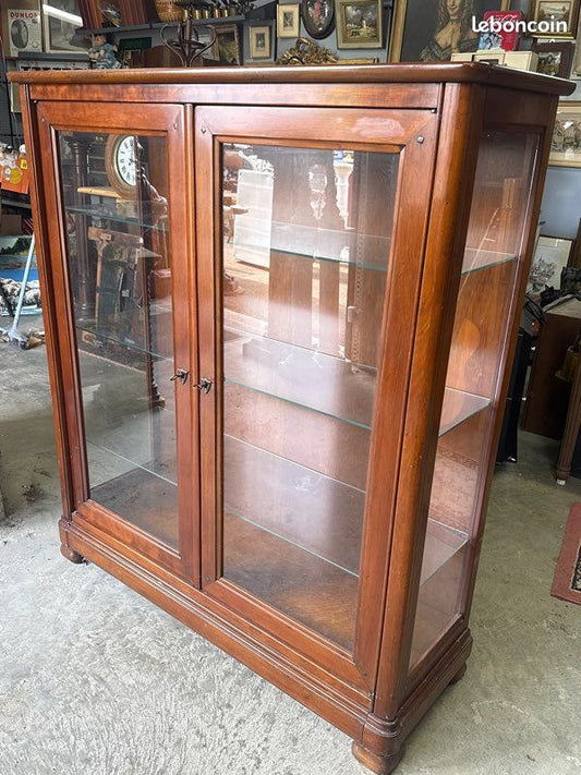 Vitrine marron – Style classique – Rangement – Bois et verre