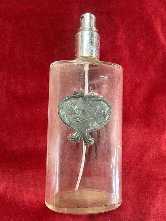 Flacon vaporisateur vide – Monsieur – Décoration – Verre et étain vintage