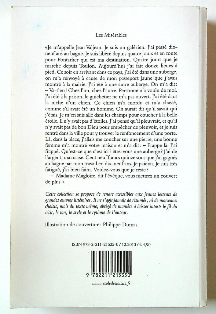 Livre enfant Les Misérables de Victor Hugo abrégé