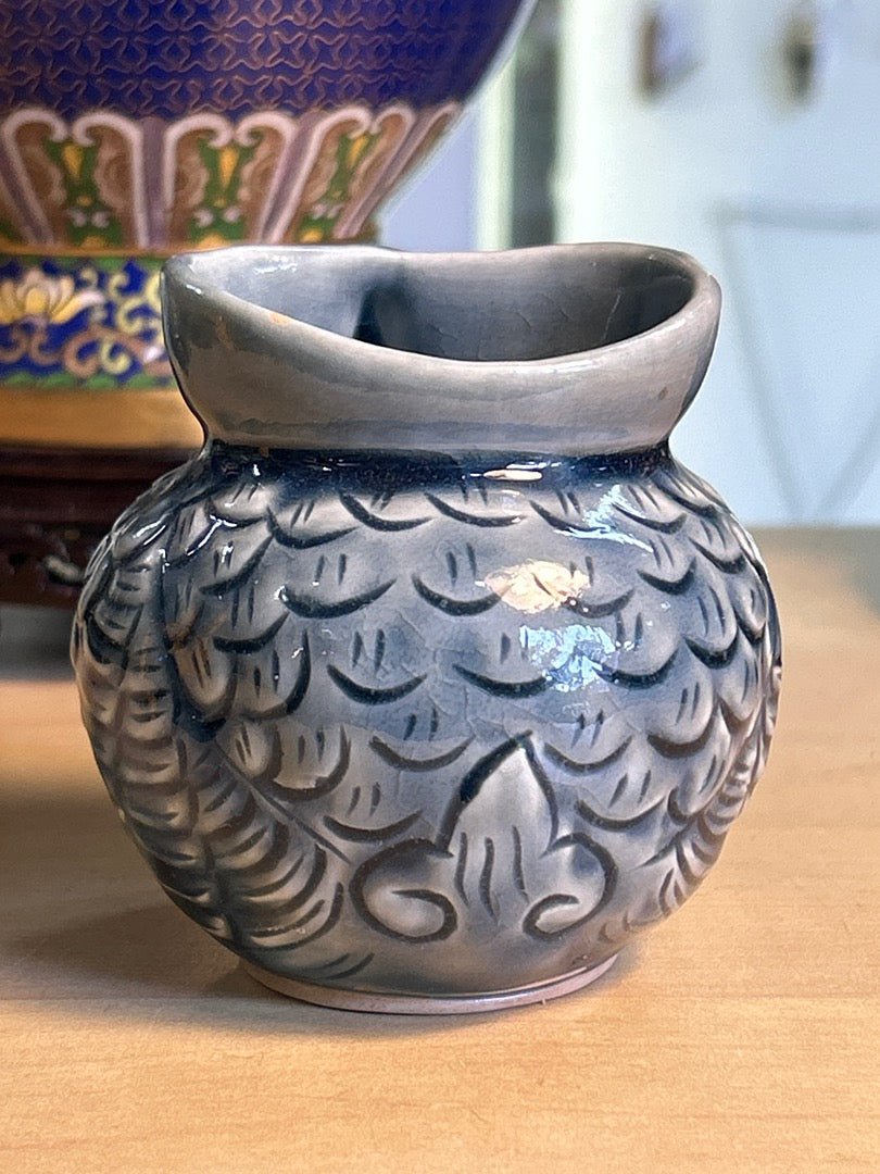 Chouette Céramique - 7cm - Bleu - 150g - Très bon état