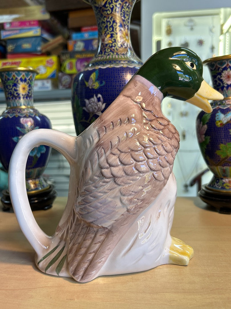 Carafe Barbotine Canard En Ceramique