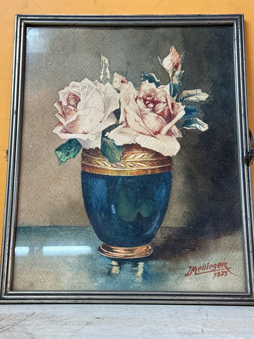 Tableau J. Mellinger – Peinture de roses 1933