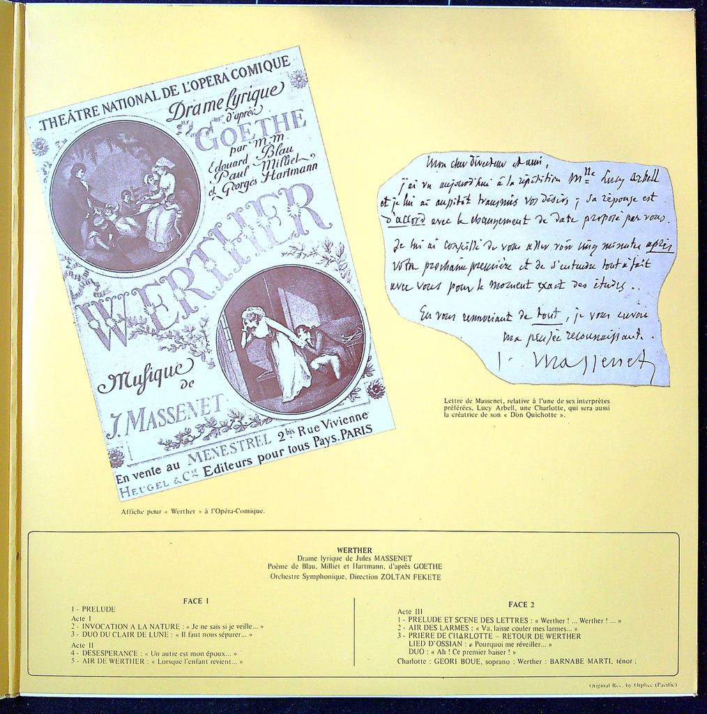 Vinyle – Massenet Werther – Musique – Opera classique