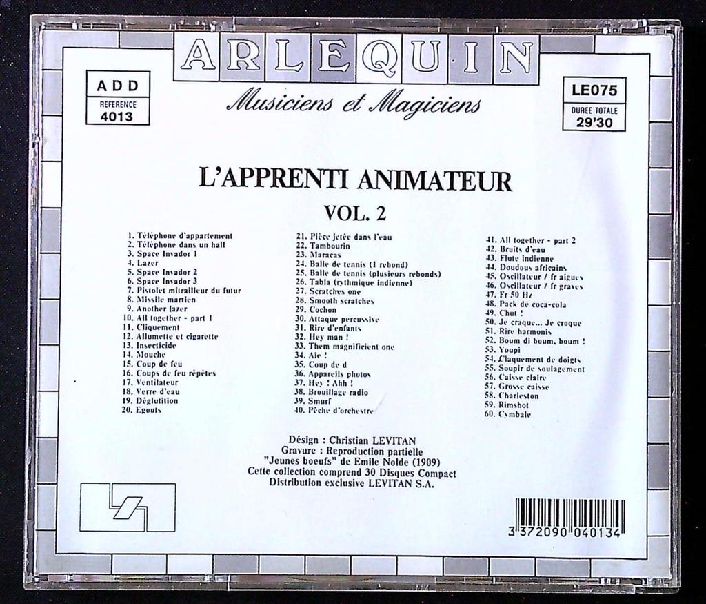 Cd Arlequin – L'apprenti Animateur Vol. 2 – Musique – Bruitages et jingles