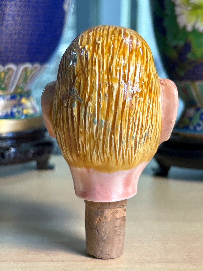 Bouchon de bouteille – Vintage – Art de la table – Tête cheveux jaune humoristique