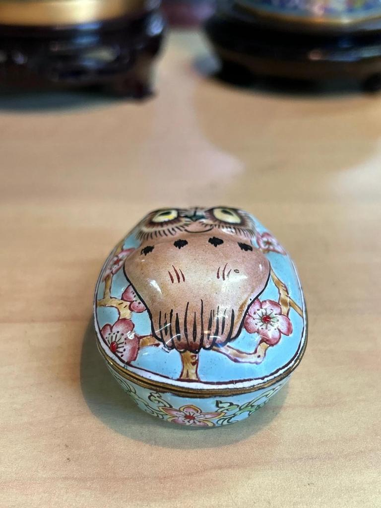 Boite vintage en email Chouette / Hibou