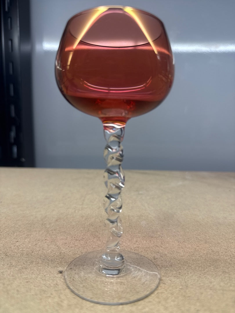 Service de 6 verres à pied – Style Roemer – Service de verres – Multicolores à pied torsadé