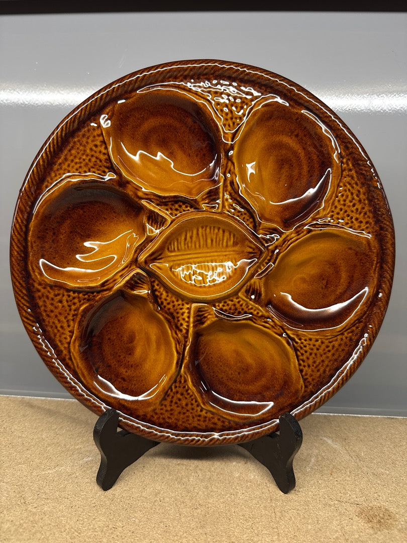 Assiettes à Huîtres – Saint Clément – Arts de la Table – En Céramique Marron Vintage