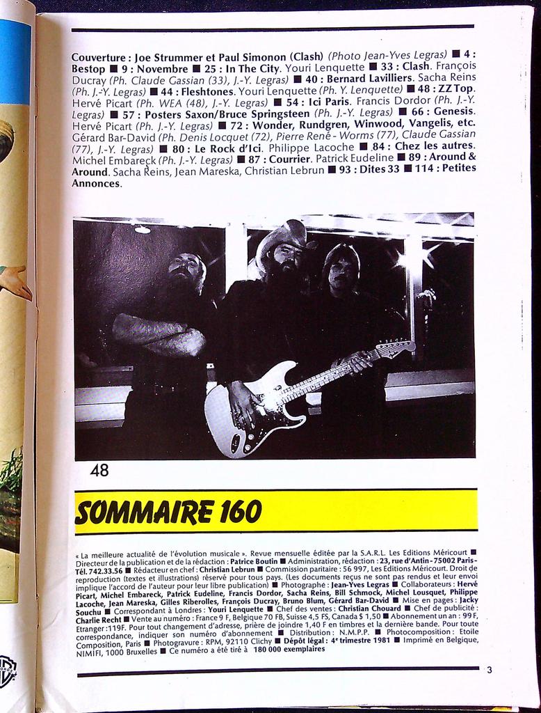 Magazine Best n°160 – Novembre 1981 – Musique Rock The Clash