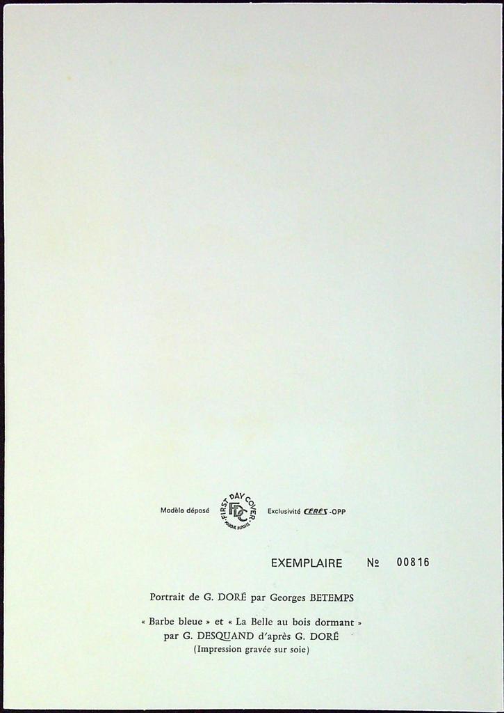 Gustave Doré Enveloppe Dépliant Timbre 1er jour Encart Fdc Yvert et Tellier