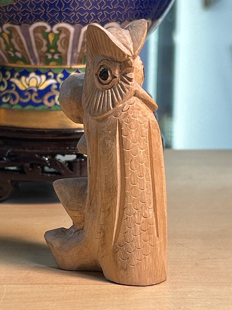 Figurine Chouette / Hibou Bois Sculpte