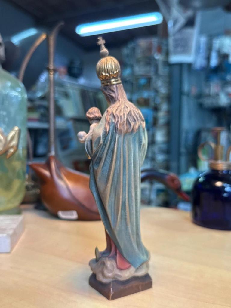 Statuette – Vierge Marie À L'enfant – Sculpture En Bois