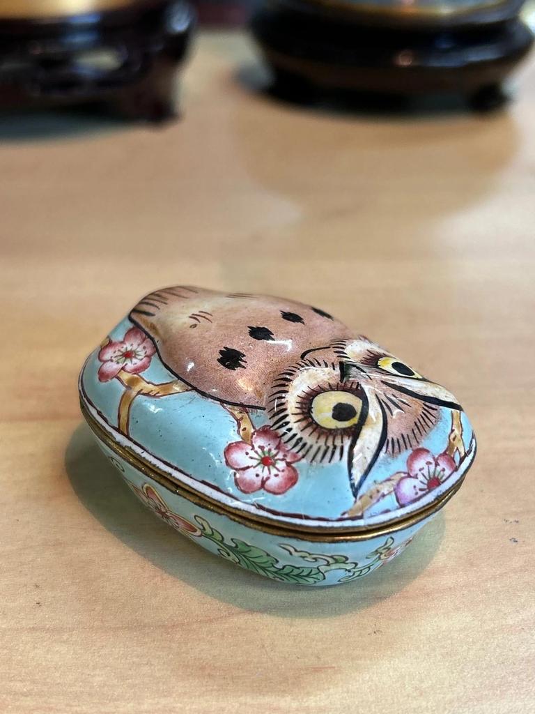 Boite vintage en email Chouette / Hibou