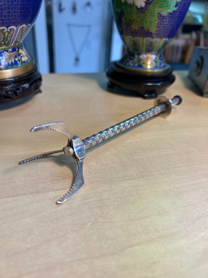 Pince à glaçons mécanique – Vintage – Art de la table – Métal argenté à système