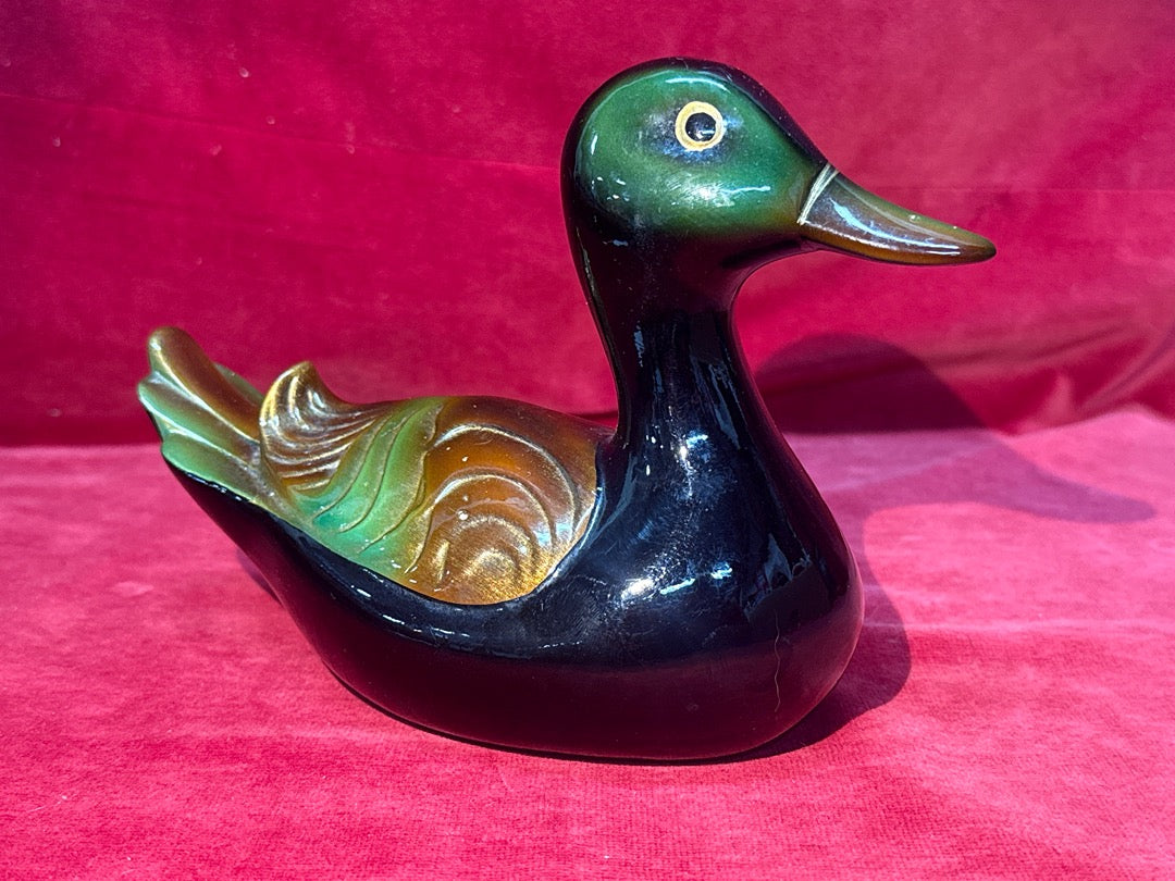 Statuette canard noire et verte
