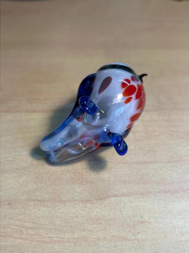 Statuette sculpté Chouette / Hibou en verre couleur vive