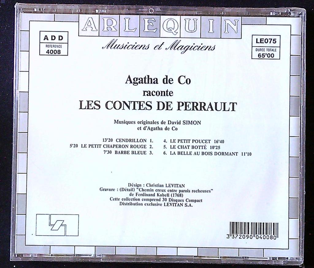Cd – Arlequin Contes de Perrault – Musique – Audio enfant