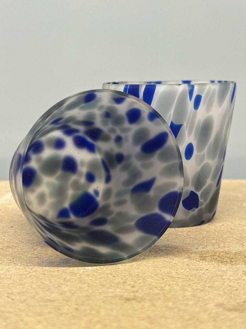 Gobelets – Art de la table – Verre moucheté bleu