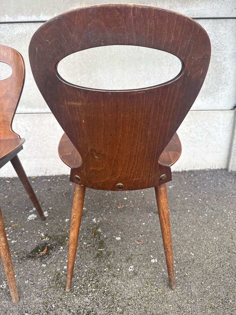 Paire de chaises – Style Baumann Fourmi – Bois vintage bistrot