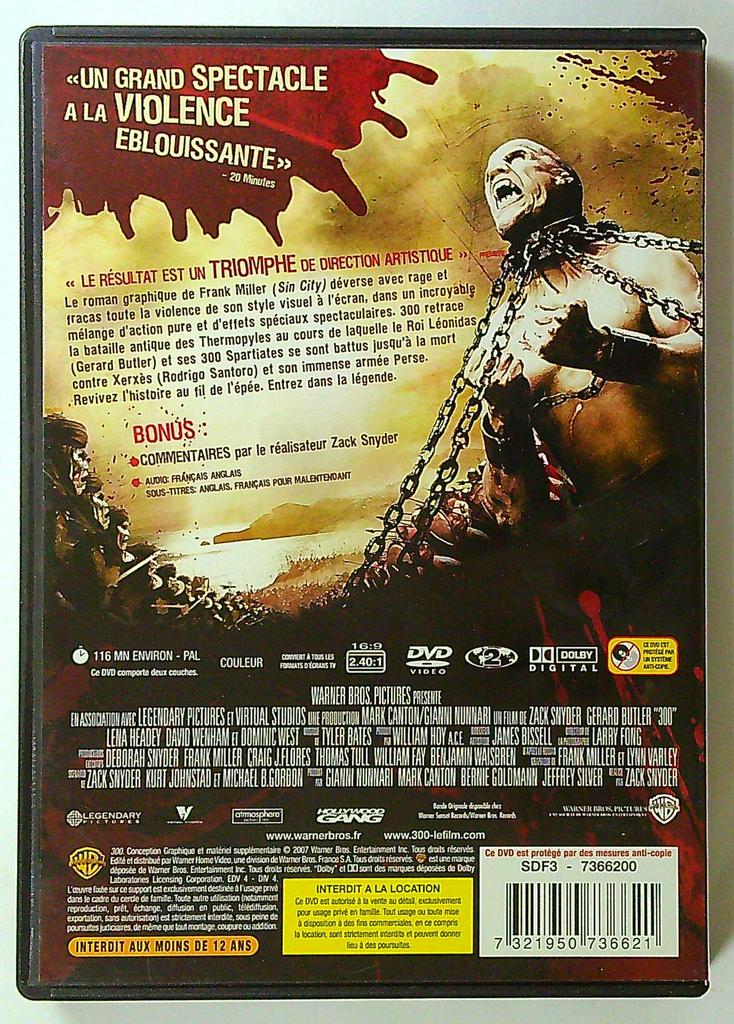 Dvd film 300 zack Snyder