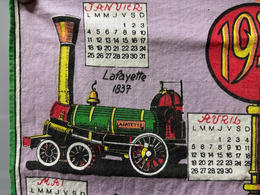 Torchon Abadie Frères – Calendrier 1971 locomotives anciennes
