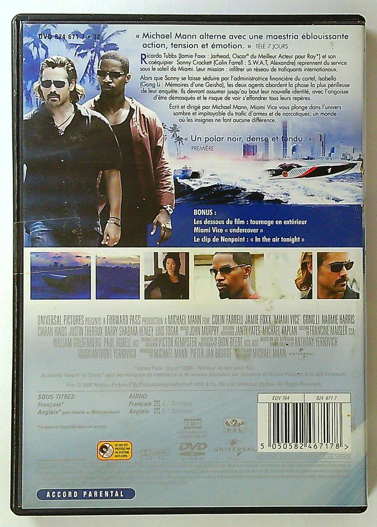 Dvd Miami Vice Deux flics à Miami Michael Mann