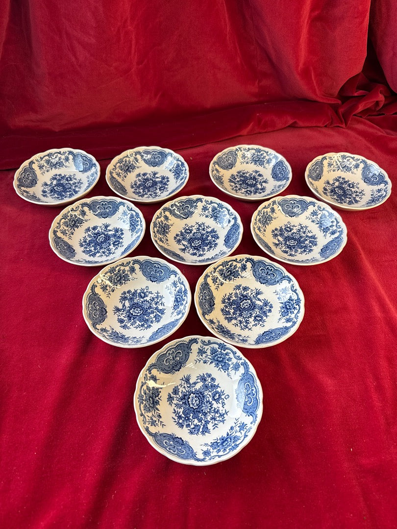 Lot de 10 coupelles Ridgway Windsor, décor floral bleu et oiseaux