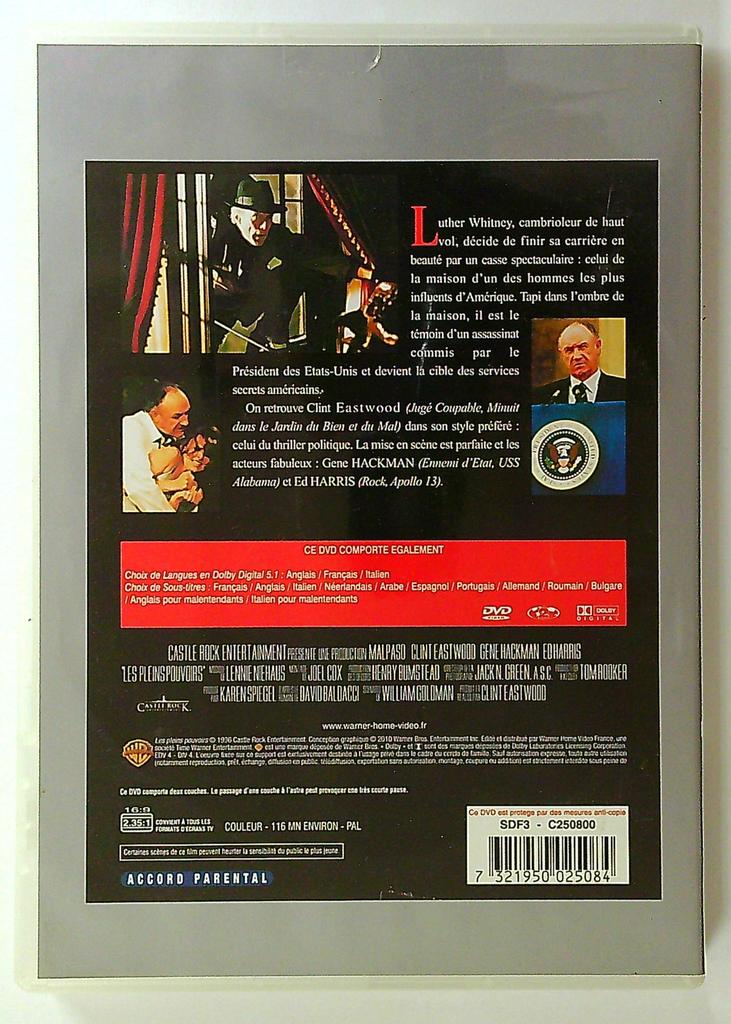 dvd Les Pleins Pouvoirs Clint Eastwood Collection Prestige