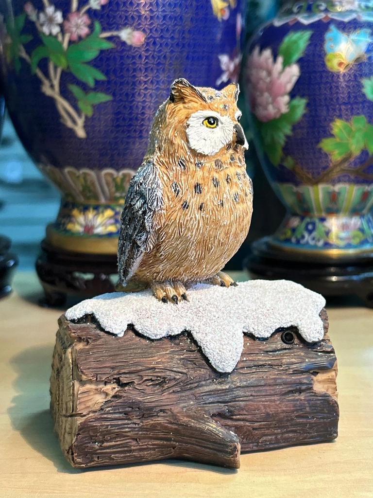 Statuette sculpté Chouette / Hibou poser sur une branche