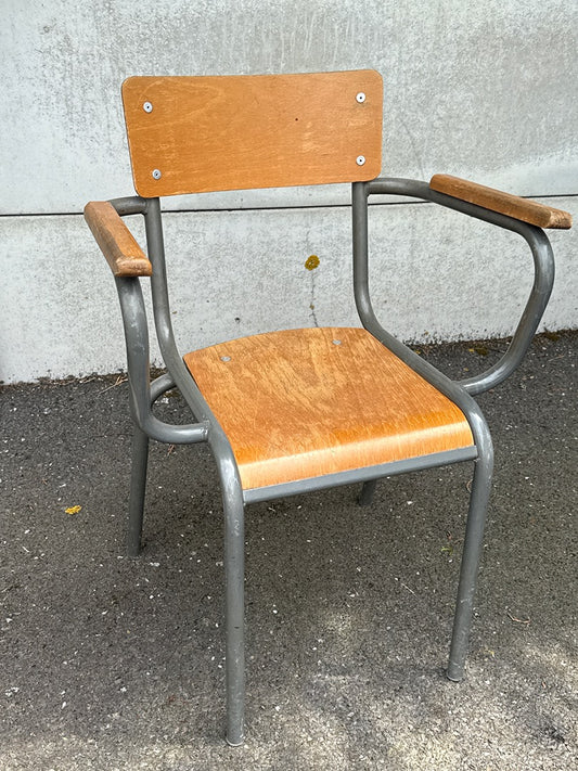 Chaise d'écolier Vintage en Métal et Bois