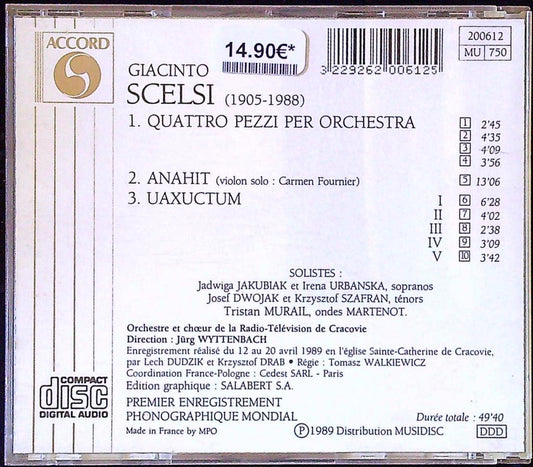 Cd Giacinto Scelsi – Accord – Musique – Musique contemporaine