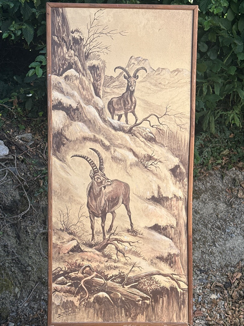Tableau – Dufresne – Peinture – Bouquetins en montagne