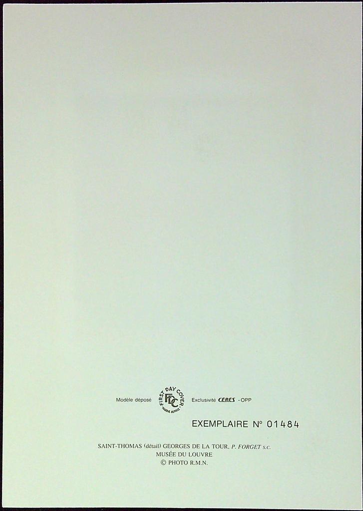 Georges De La Tour Saint Thomas Enveloppe Dépliant Timbre 1er jour Encart Fdc Yvert et Tellier