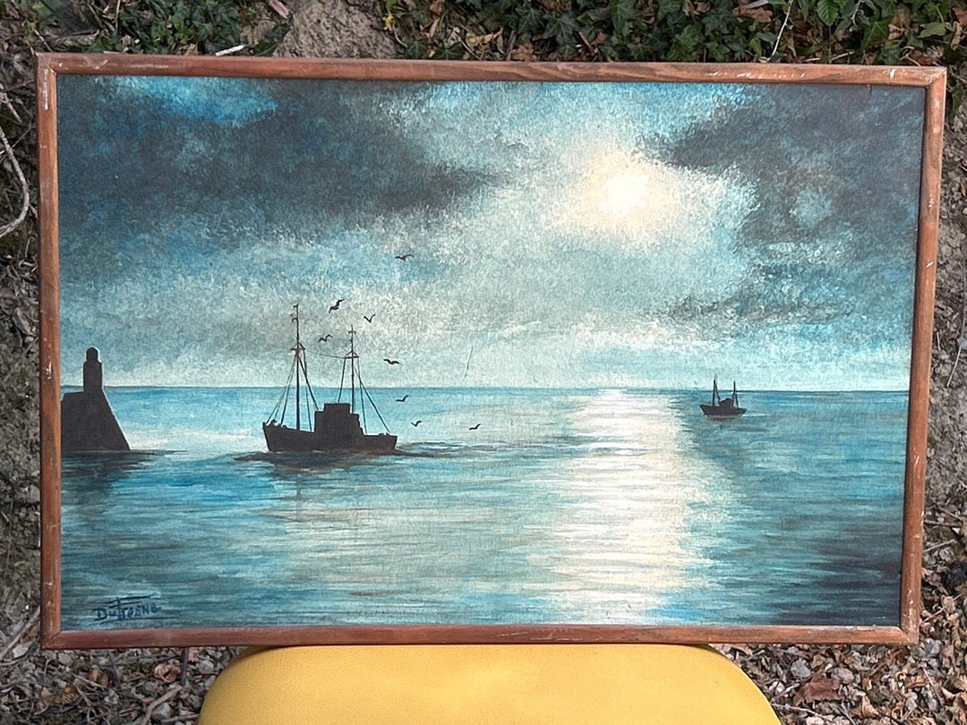 Tableau – Dufresne – Peinture – Marine et bateaux bleu