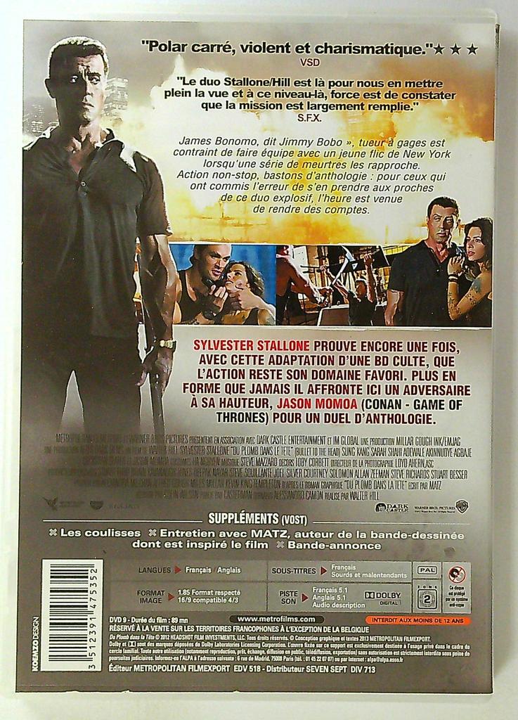 Dvd Du Plomb dans la tête Sylvester Stallone