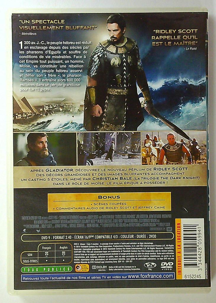 Dvd Exodus Gods and Kings ridley Scott