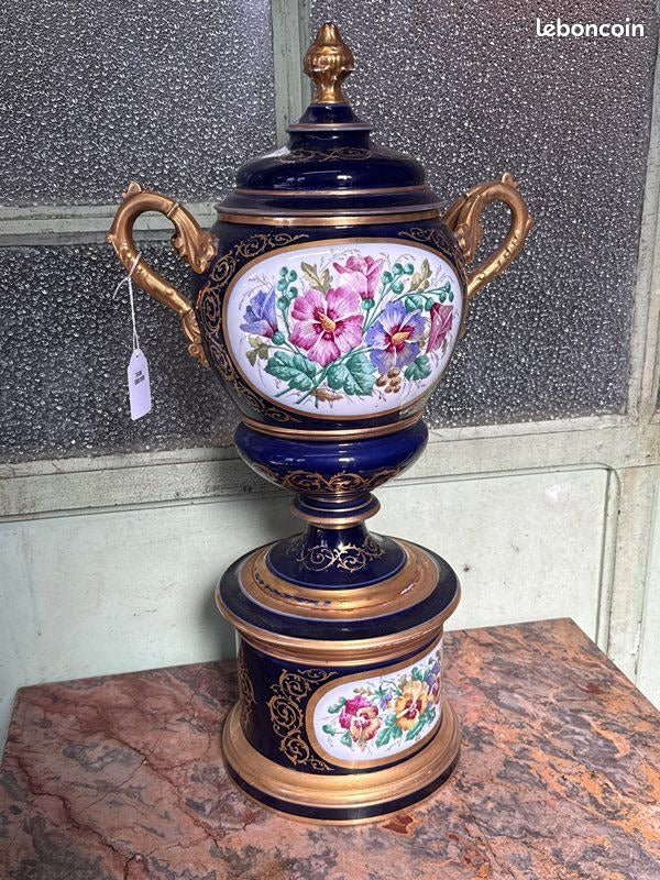 Urne - Pot apothicaire – Style Sèvres – Ornement – Bleu et Or