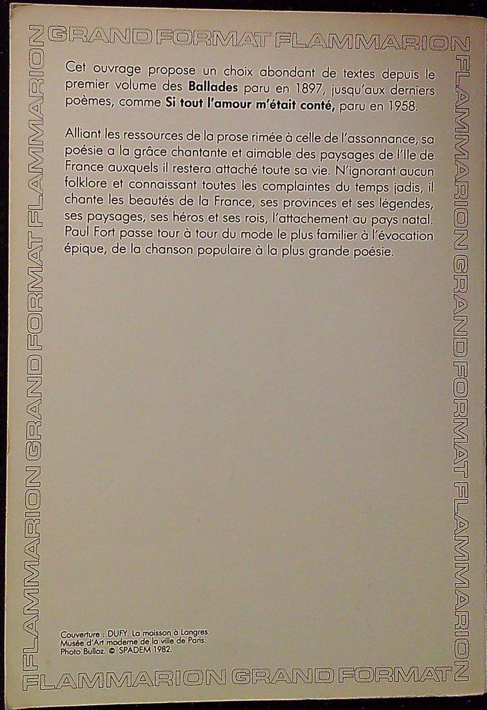 Livre – Paul Fort – Littérature et fiction – Ballades françaises Flammarion
