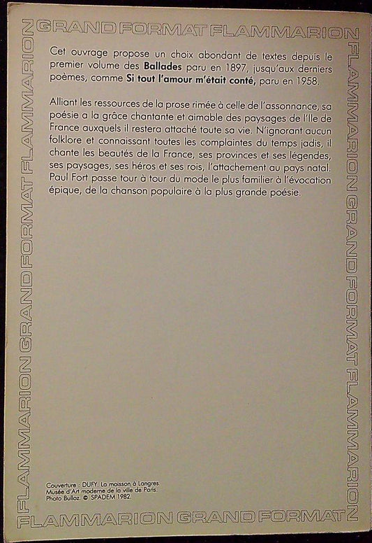 Livre – Paul Fort – Littérature et fiction – Ballades françaises Flammarion