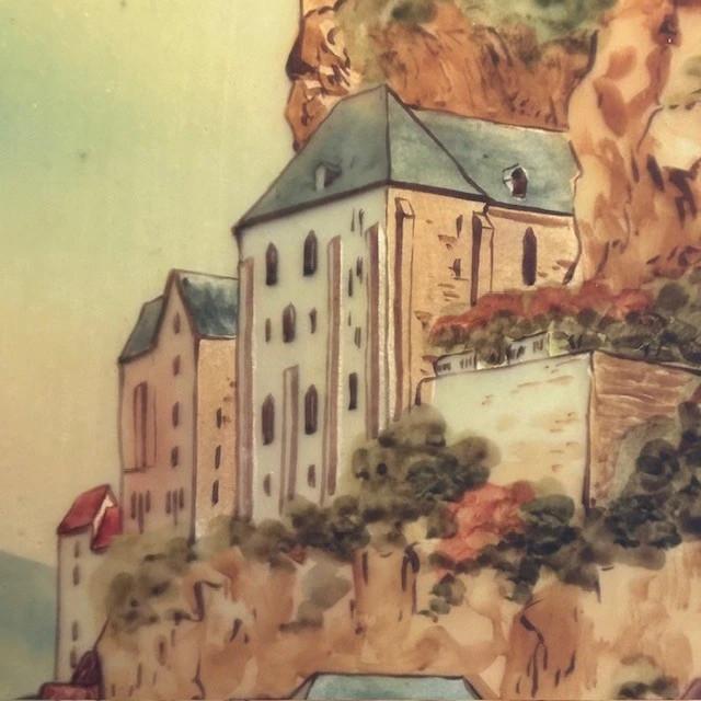 Tableau peinture sous / sur verre représentant Rocamadour