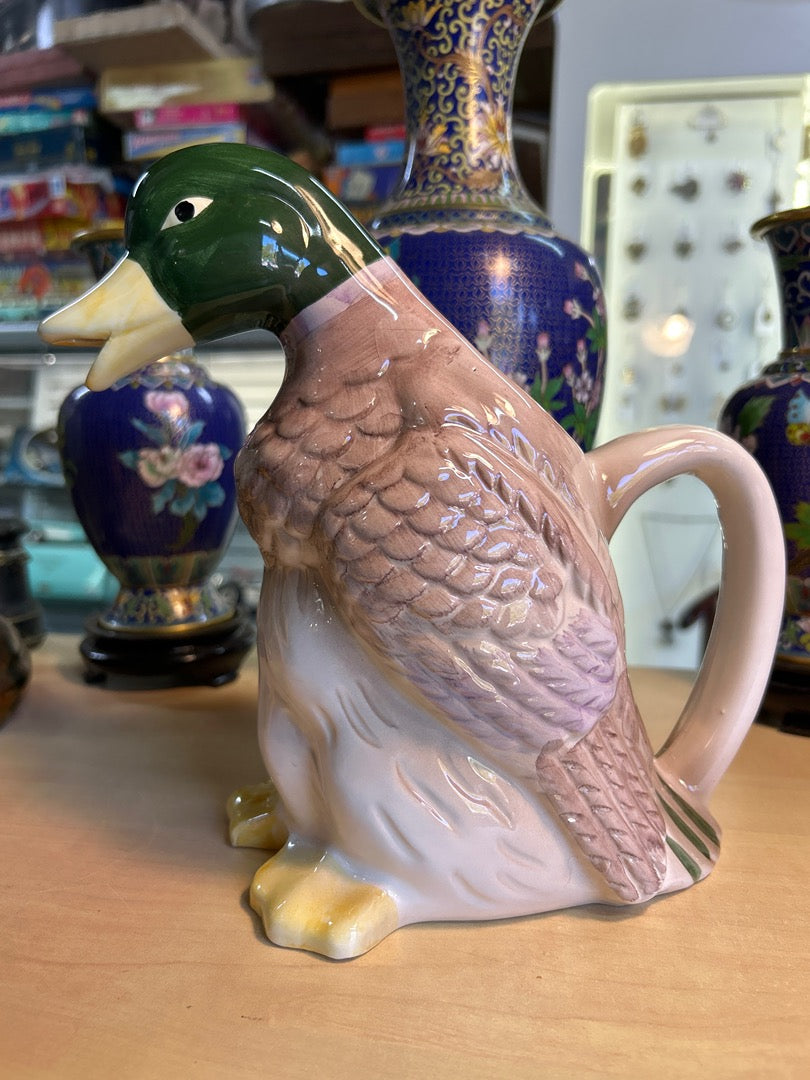 Carafe Barbotine Canard En Ceramique