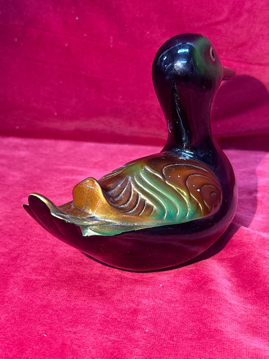 Statuette canard noire et verte
