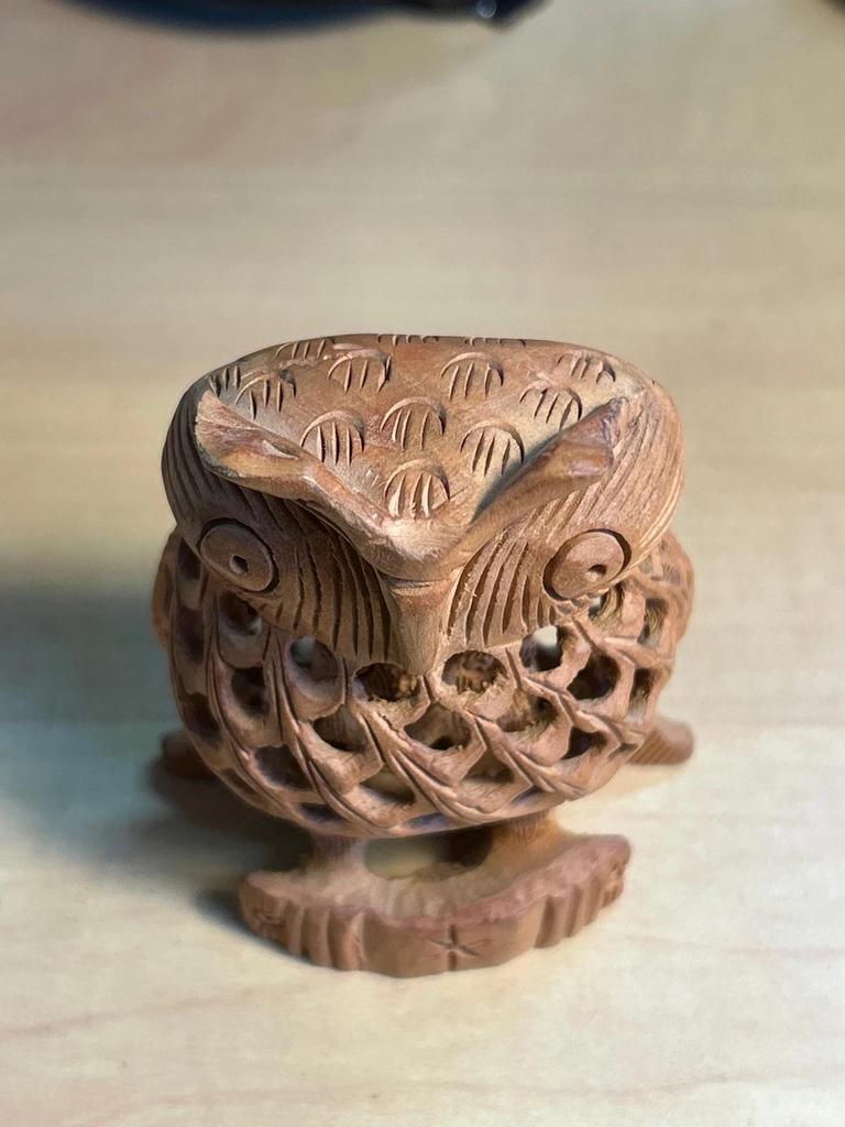 Statuette sculpté Chouette / Hibou en bois
