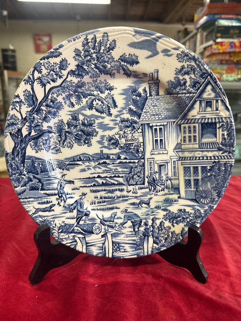 Assiette – Lunéville – Assiettes plates – Faïence bleue décor anglais
