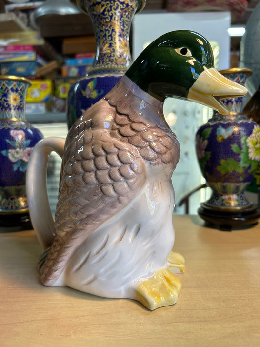 Carafe Barbotine Canard En Ceramique