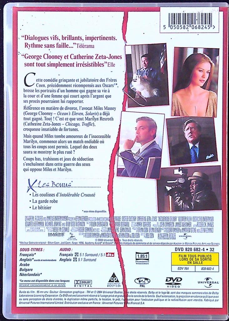 Dvd Intolérable Cruauté – Universal – Comédie – George Clooney
