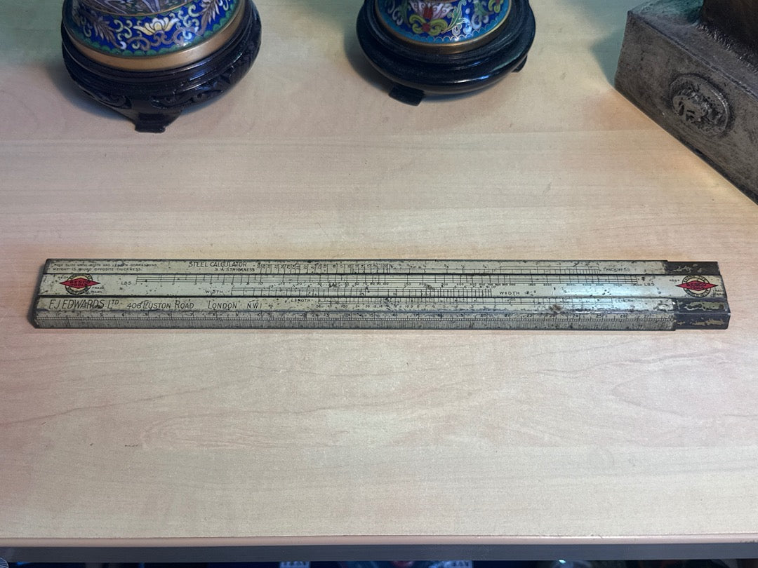 Règle à calcul – F.j. Edwards Besco – Outil de mesure – Métal vintage