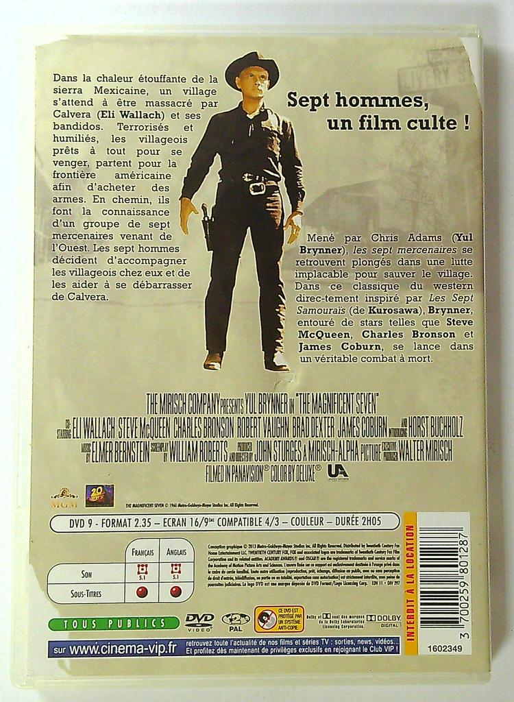 Dvd Les Sept Mercenaires - Western culte Mgm