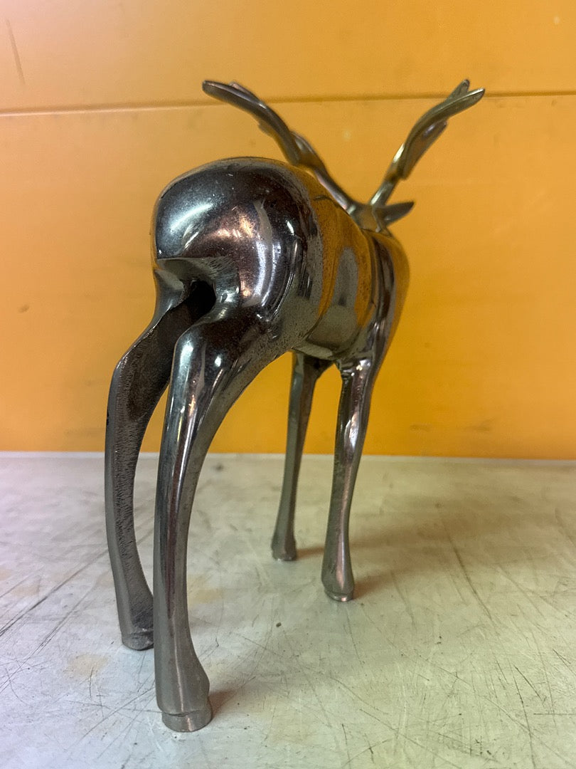 Statuette cerf – Figurine en métal argenté